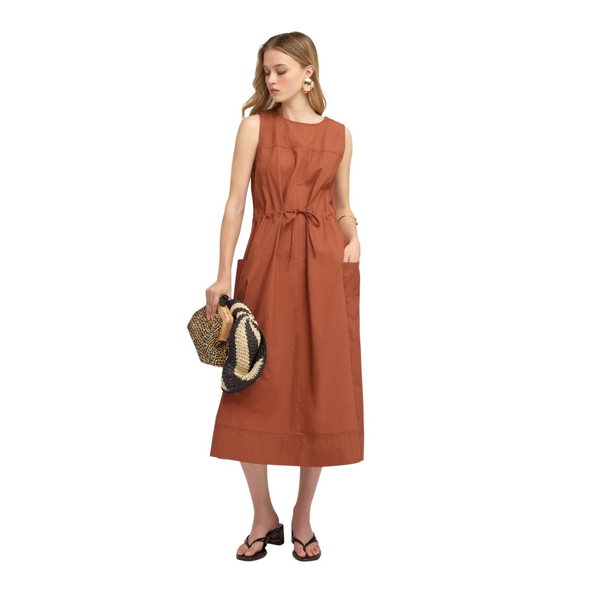 Robe à cordon de serrage marron, MOTIVI