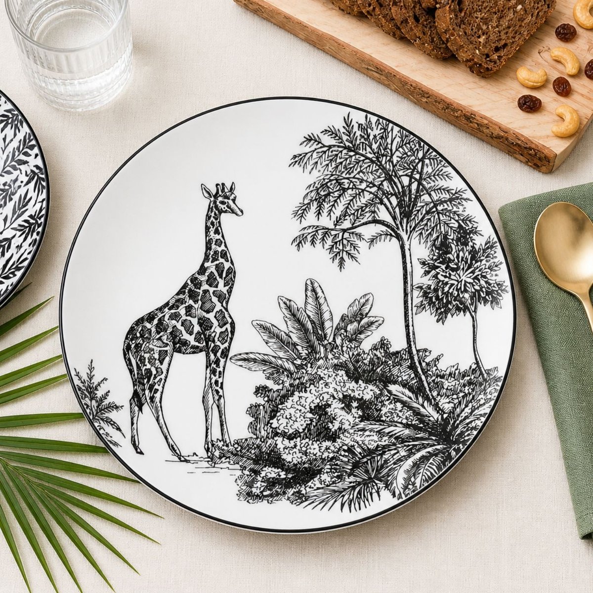Lot de 6 grandes assiettes, SAVANA noir, ARTIME