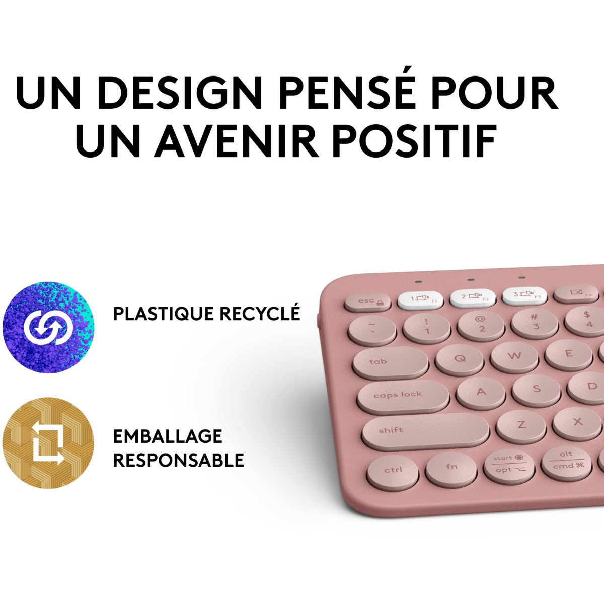 Clavier sans fil Pebble 2 K380s Rose couleur unique, LOGITECH