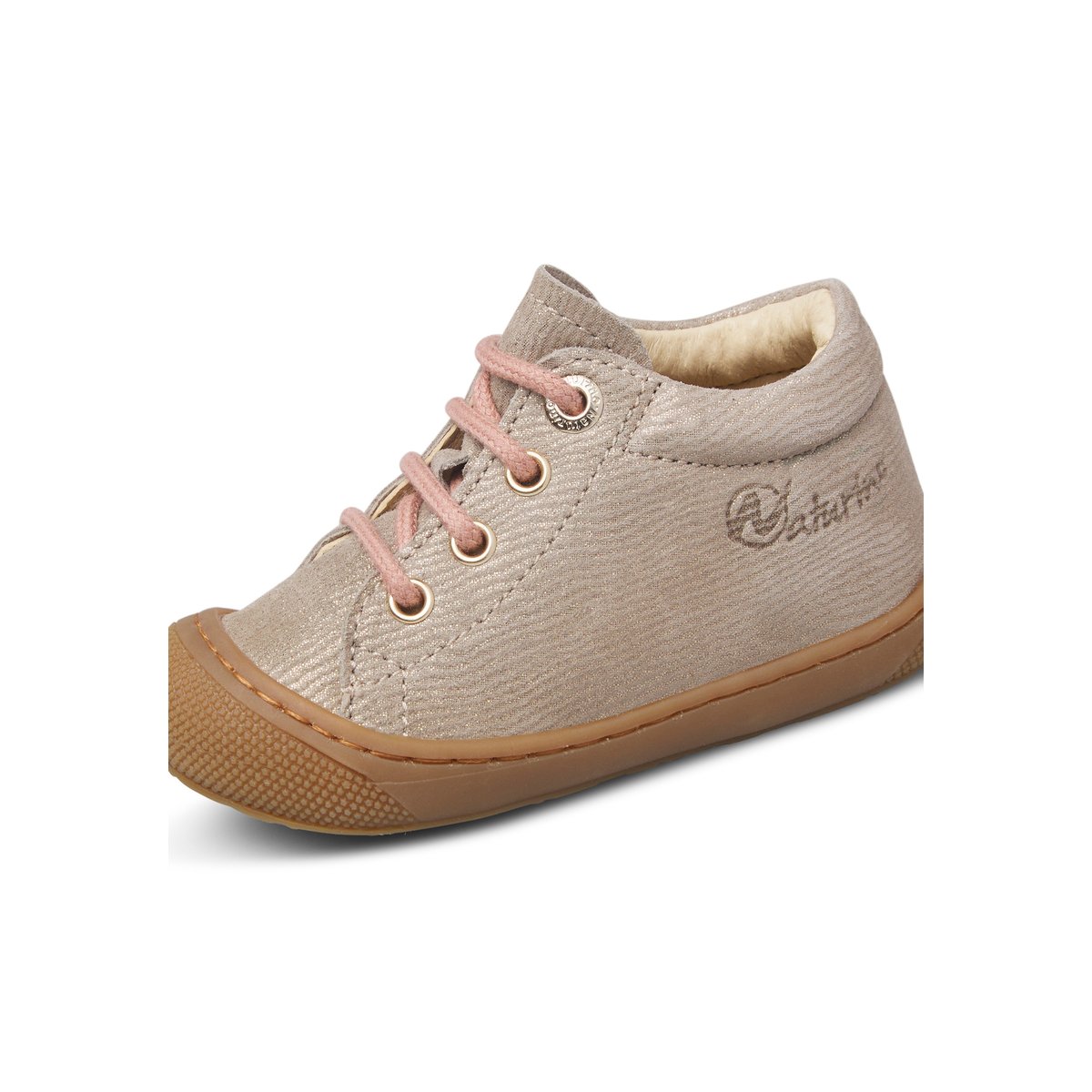 Chaussures premiers pas en suède COCOON platine-rose, NATURINO