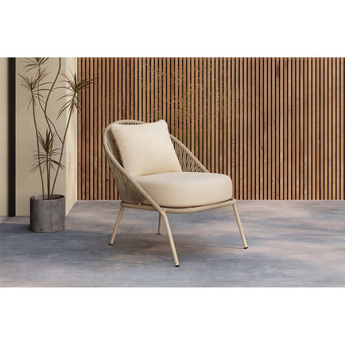Fauteuil de jardin SUBTLEY avec coussin crème, RECOLLECTION