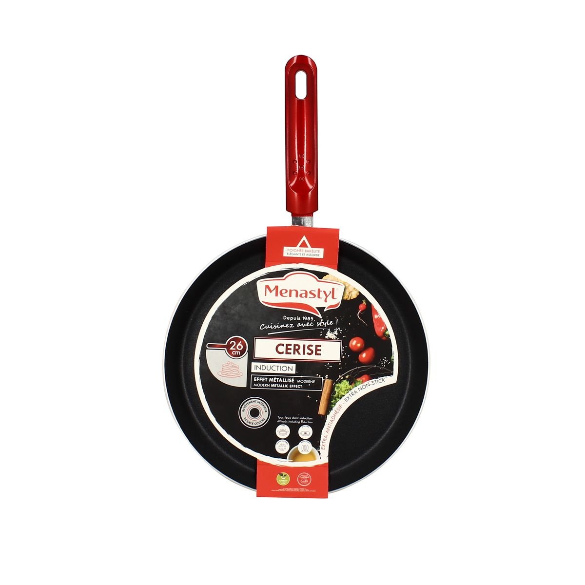 Crêpière 26 cm en aluminium, CERISE rouge, MENASTYL