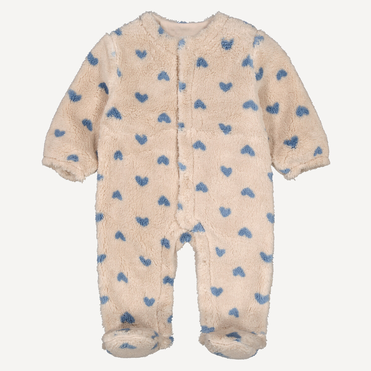 Surpyjama en polaire, motif coeurs beige, LA REDOUTE COLLECTIONS