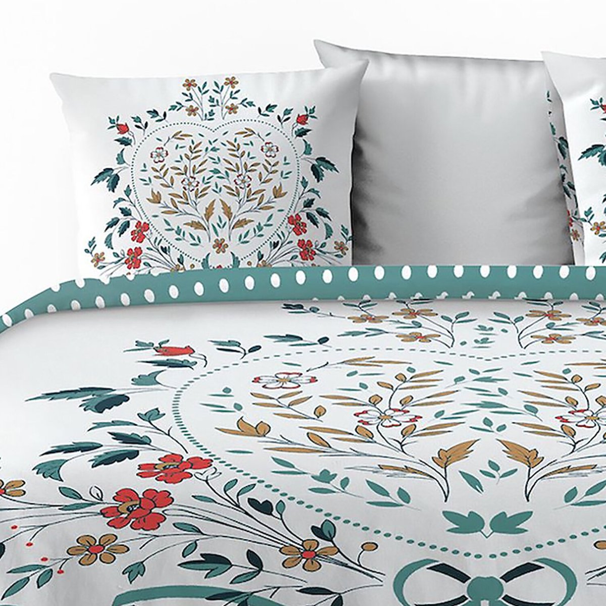 Parure housse de couette en coton imprimée, Capucine multicolore, C DESIGN HOME TEXTILE