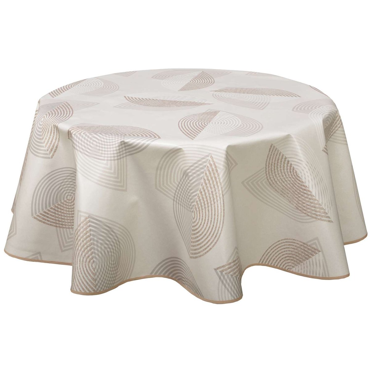 Nappe en toile cirée ronde BALEO ecru, TOILINUX