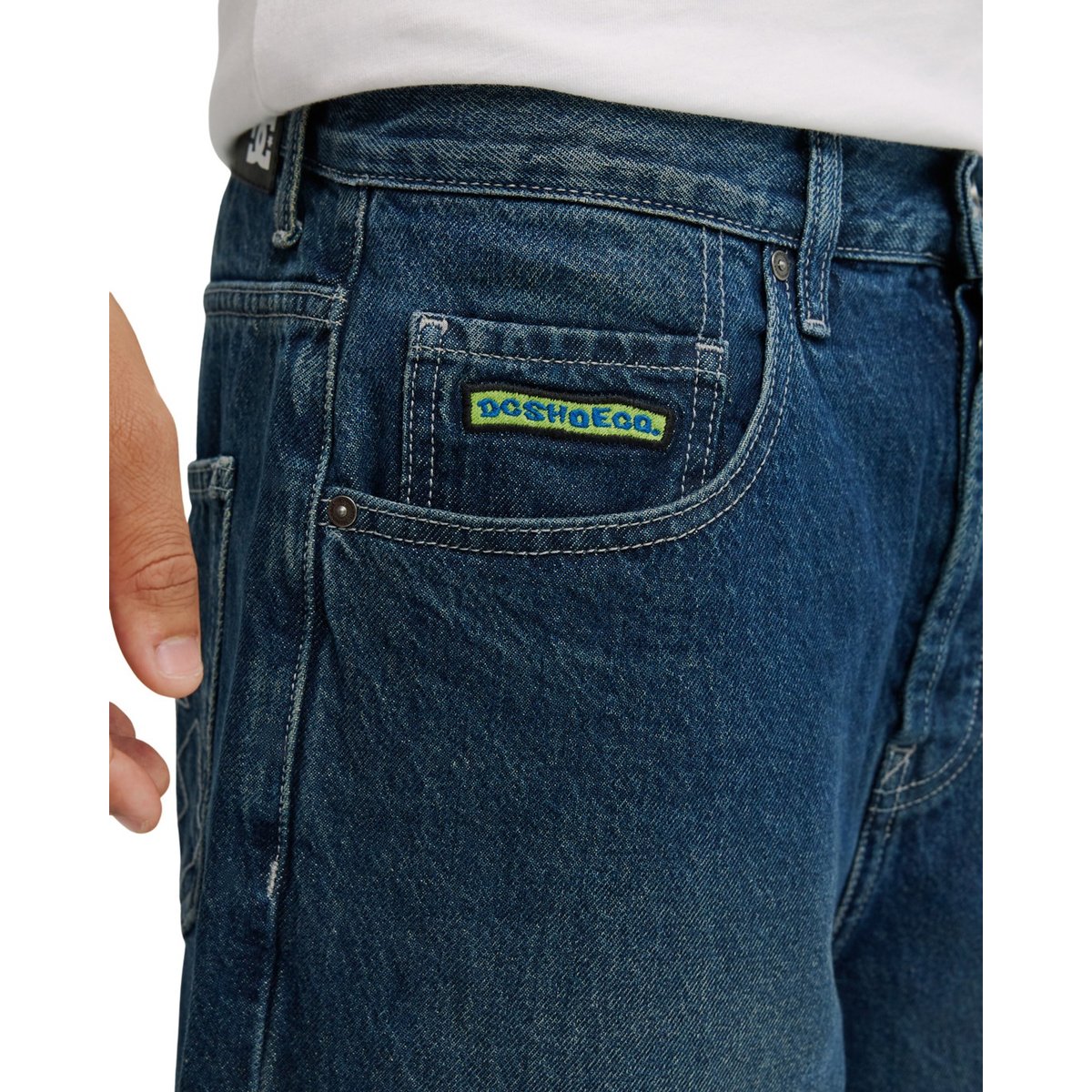 Pantalon en jean WORKER BAGGY DENIM DOUBLE THAT. bleu dark denim, DC SHOES
