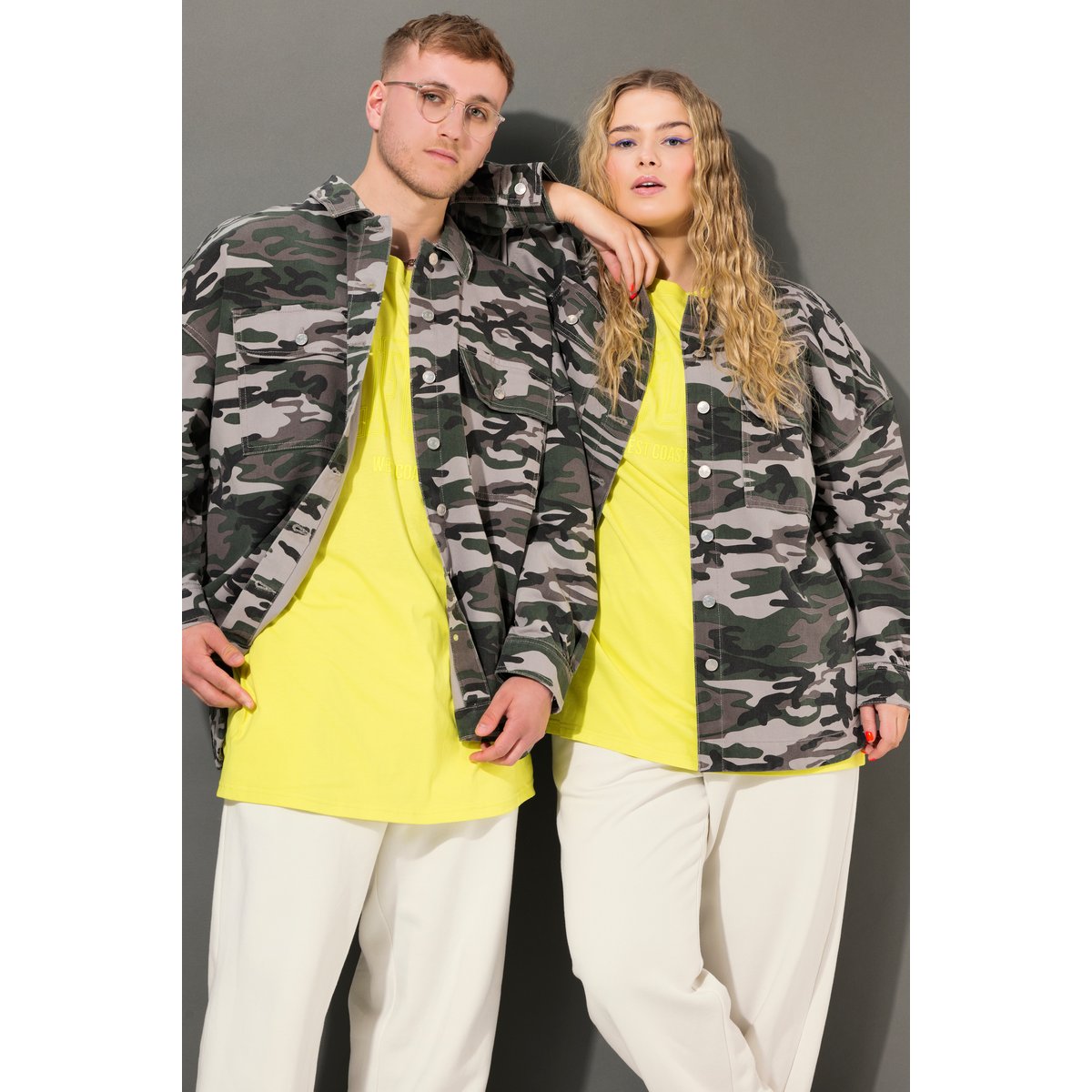 Chemise oversized à motif camouflage kaki, STUDIO UNTOLD
