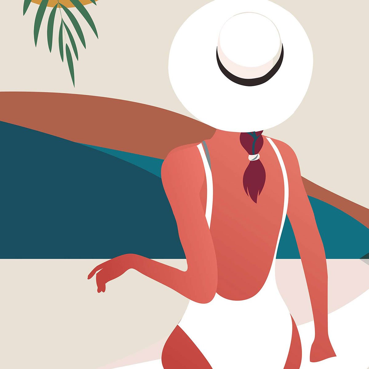Papier peint papier fille plage intissé, HEXOA