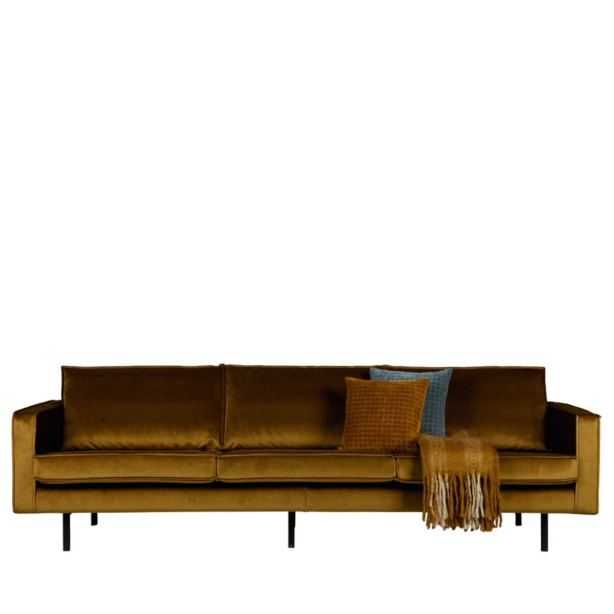 Grand canapé 4 places vintage velours- BRONCO bronze, WOOOD