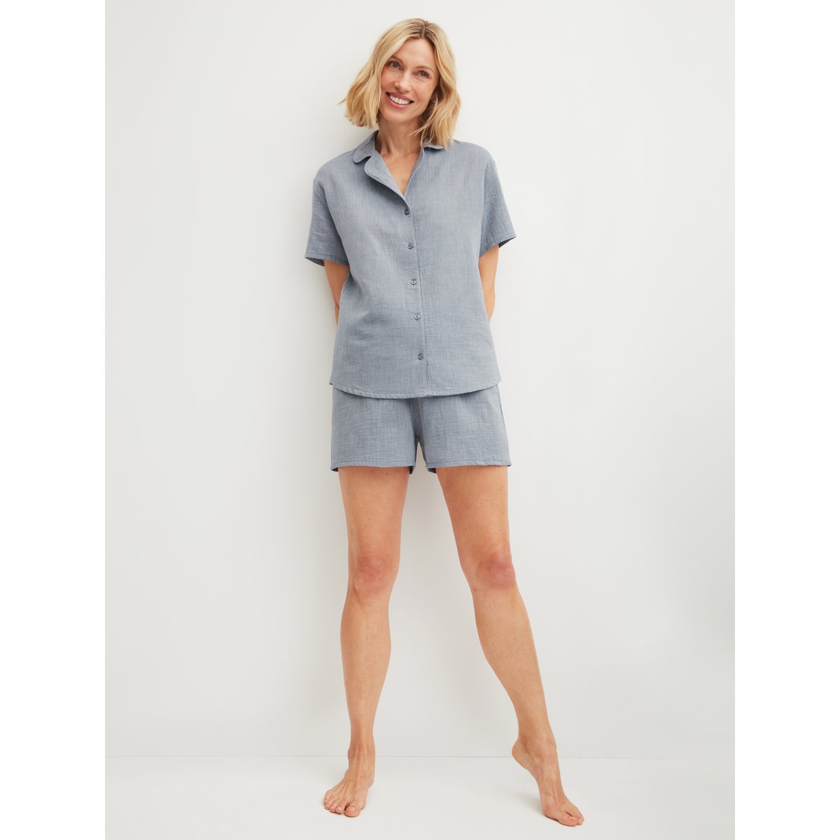 Short de pyjama Coton FAVOURITES TILES dark denim, CALIDA