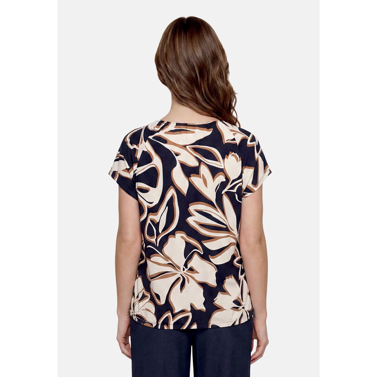 Haut imprimé à élastique dark blue/brown, BETTY BARCLAY