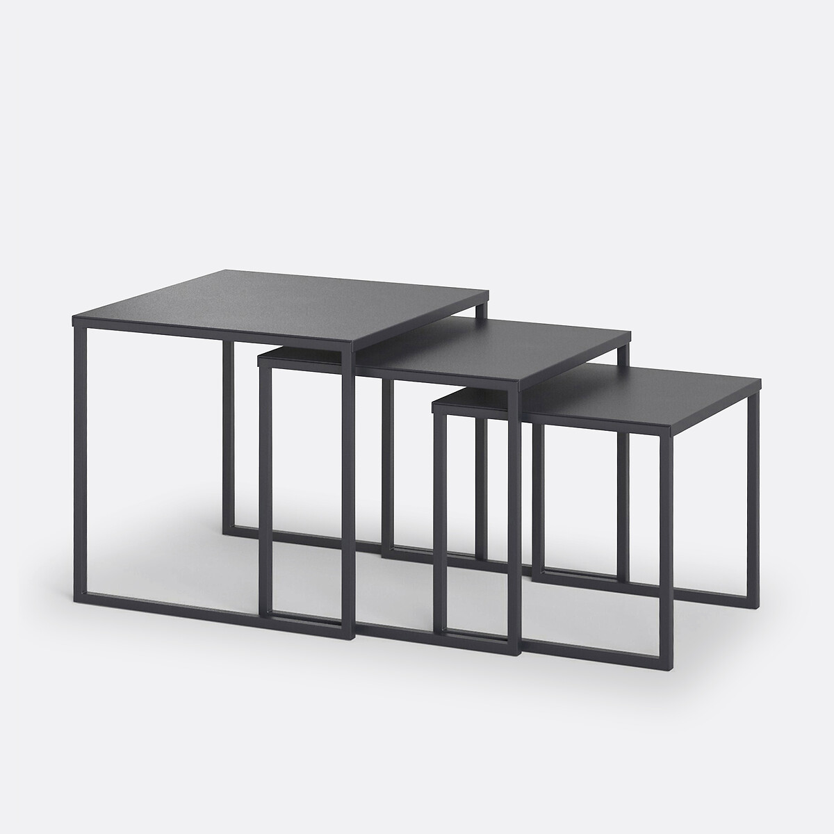 Lot de 3 tables basses gigognes métal acier, Miva noir, LA REDOUTE INTERIEURS
