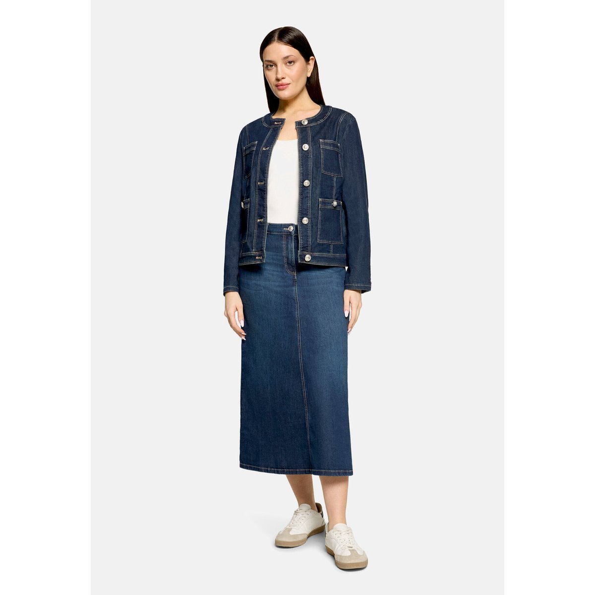 Jupe en jean à effet délavé dark blue denim, BETTY BARCLAY