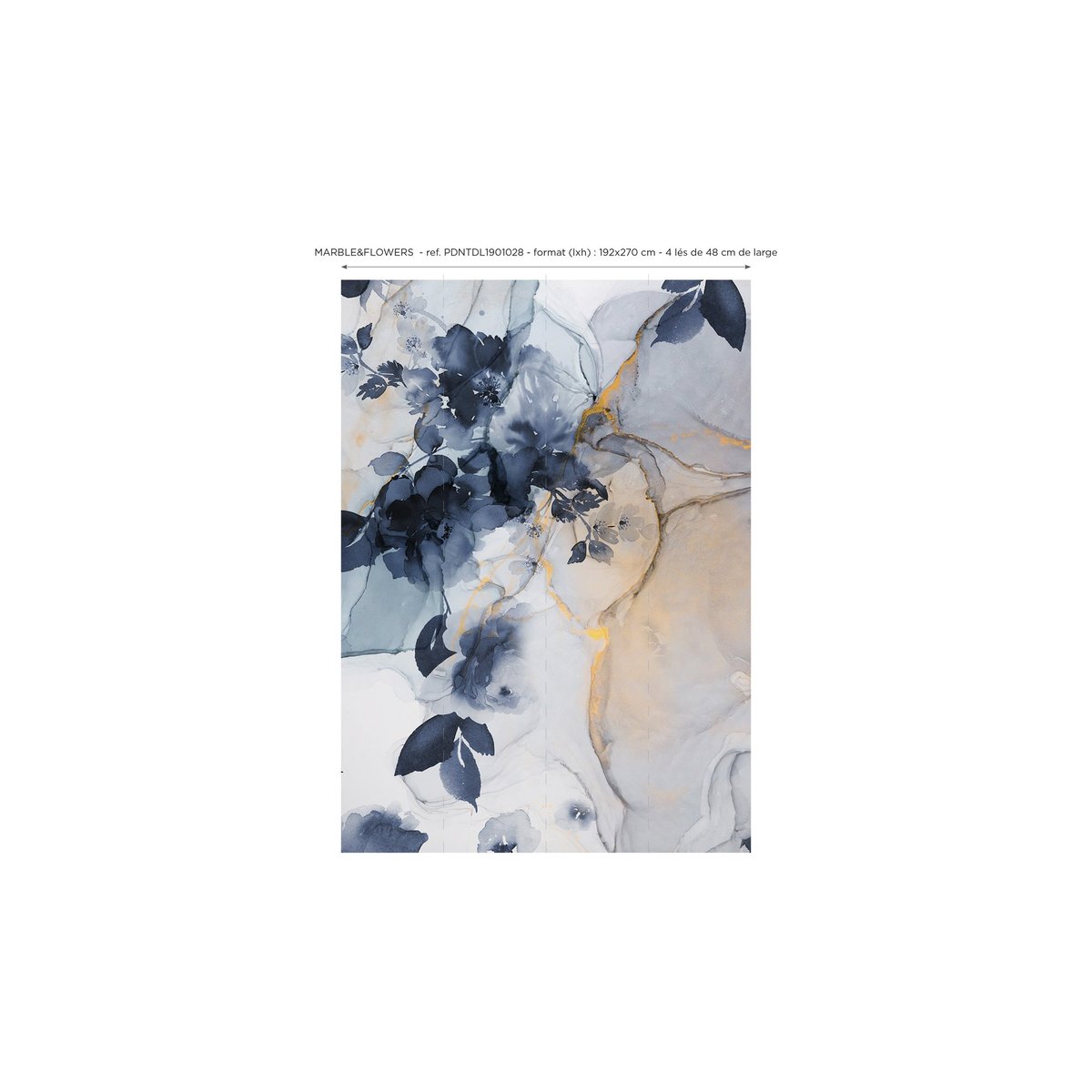 Papier peint panoramique Marble & Flowers Lé Papiers de Ninon bleu, LE PAPIERS DE NINON