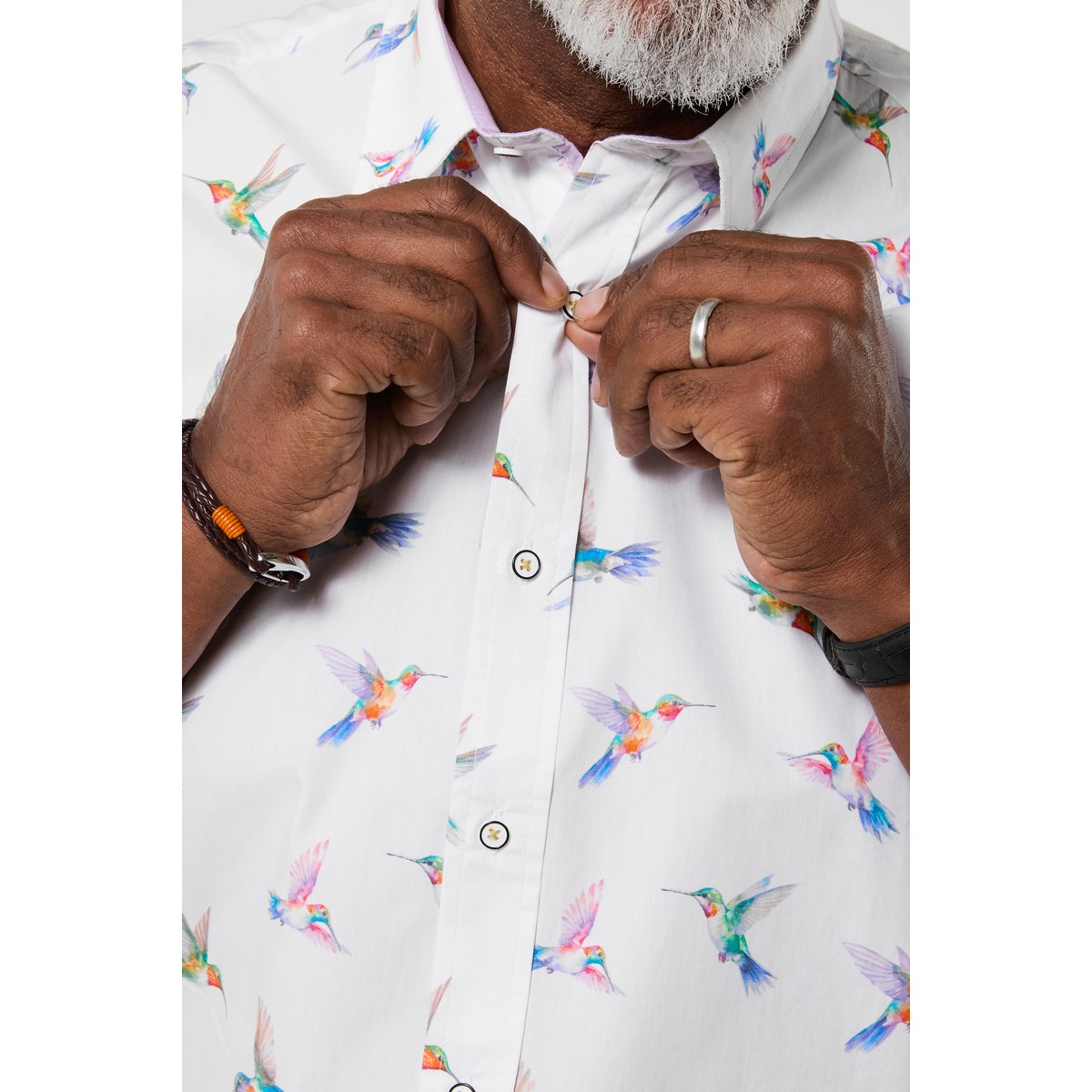 Chemise à manches longues imprimé colibri blanc, JOE BROWNS