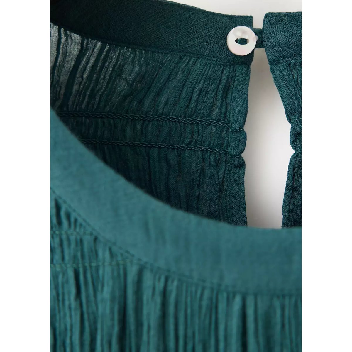 Blouse froncée à texture bleu pétrole, MANGO TEEN