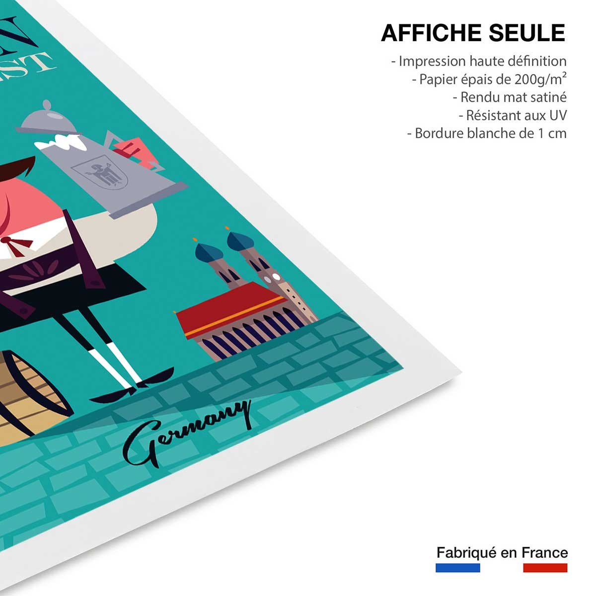Poster retro munchen affiche seule, HEXOA