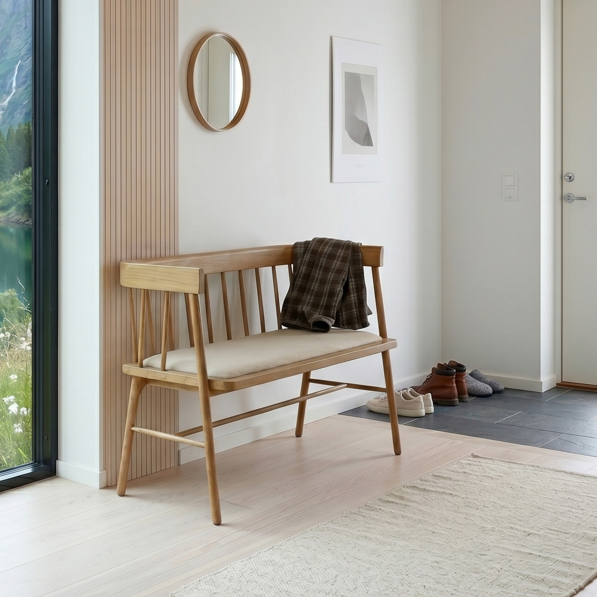 Banc style romantique en chêne massif WILLIAM lin, ROBIN DES BOIS