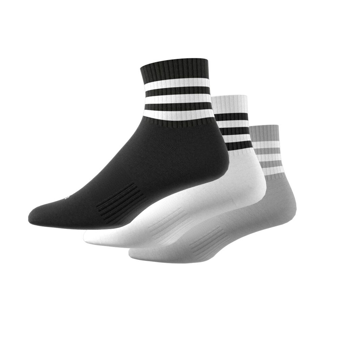 Confezione da 3 paia di calze felpate media altezza nero + bianco + grigio, adidas Performance