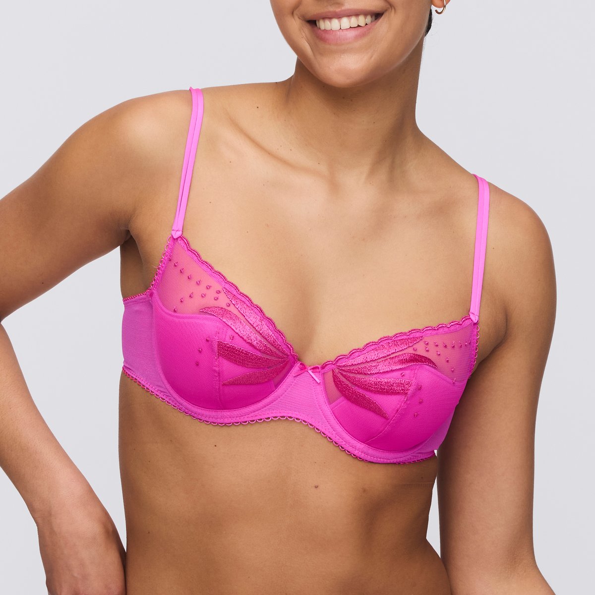 Soutien gorge demi-mousse plongeant ETOILE rose - cactus flower, MARIE JO