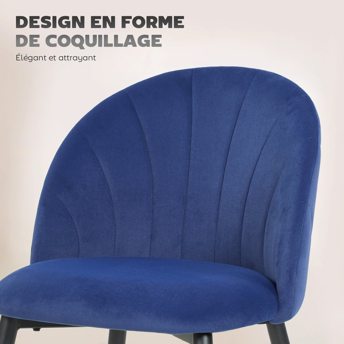 Chaise de salle à manger Velours (100 % bleu, noir, HOMCOM