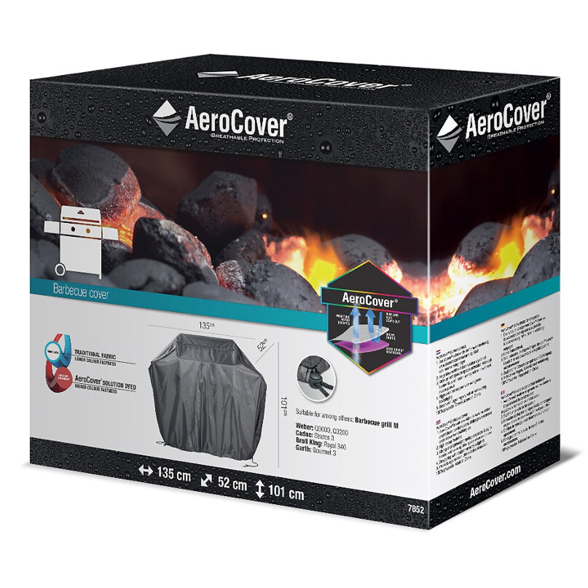 Garden Gas Barbecue Cover 135x52x101cm grey, AEROCOVER