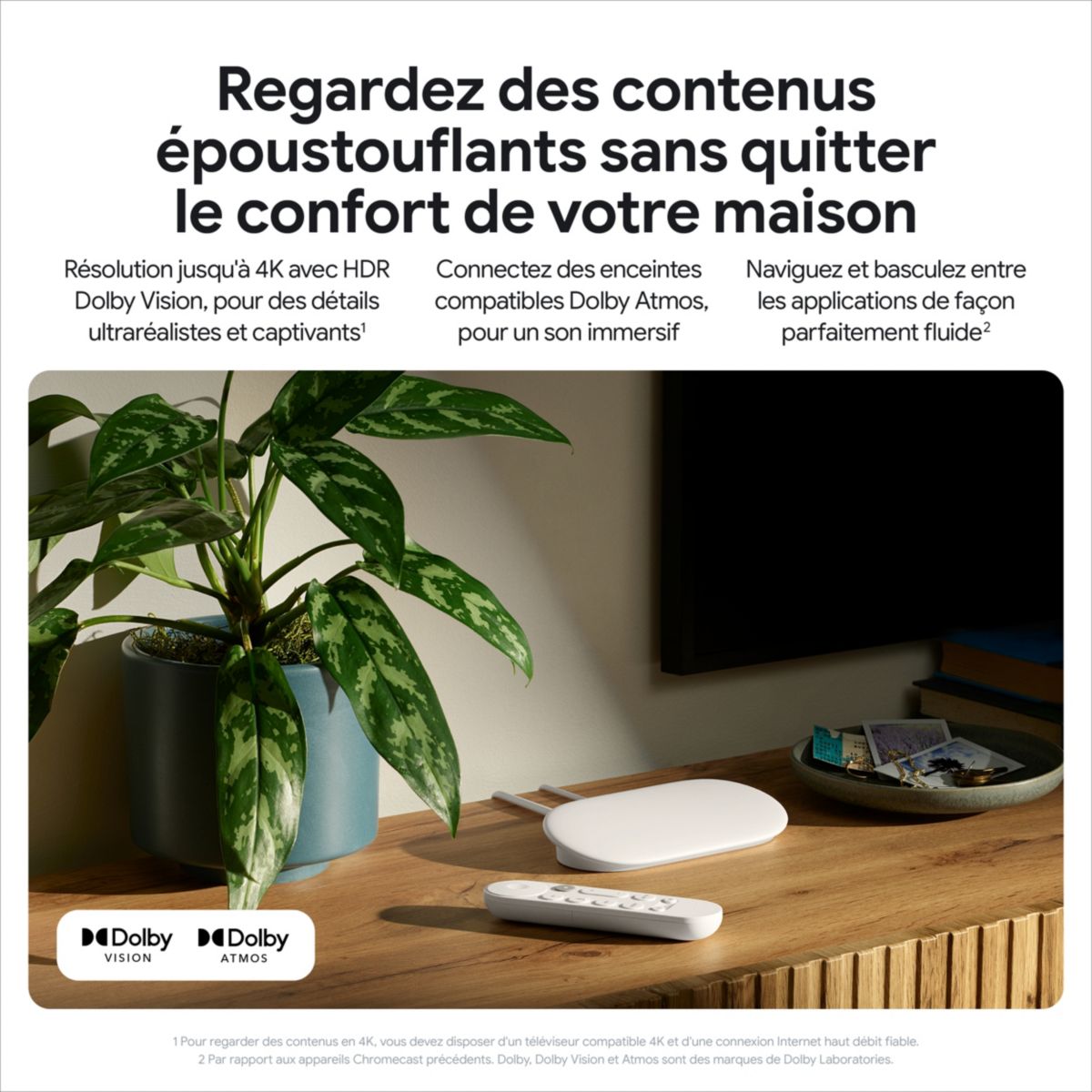 Passerelle multimédia TV Streamer 4K couleur unique, GOOGLE