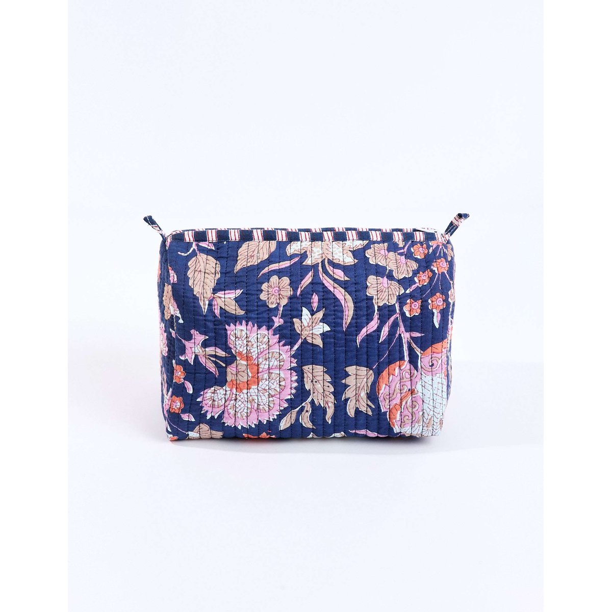 Trousse zippée coton imprimé AURA bleu ganga, LA FIANCÉE