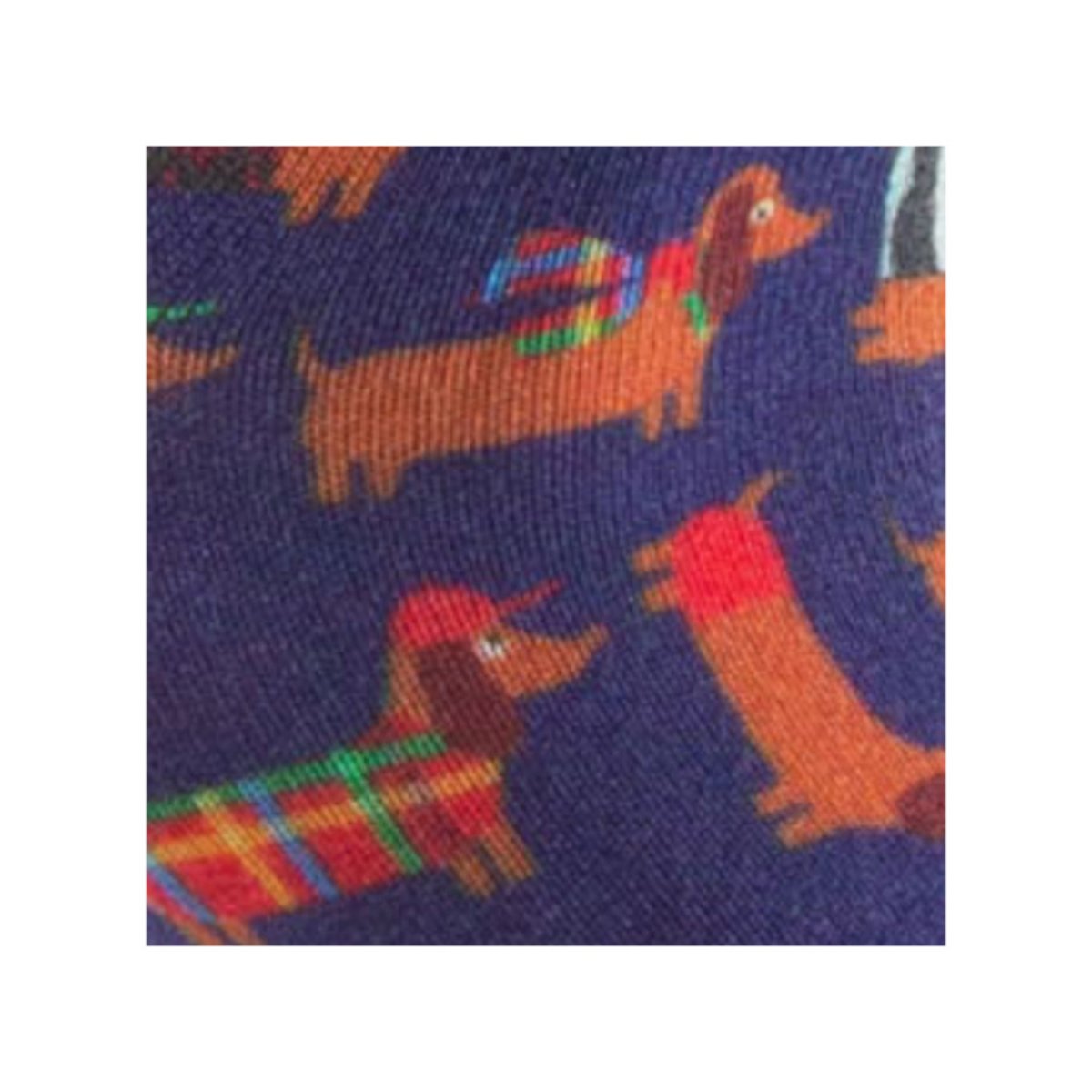 Mi-chaussettes femme imprimées all over teckels viscose de bambou majoritaire marine, KINDY