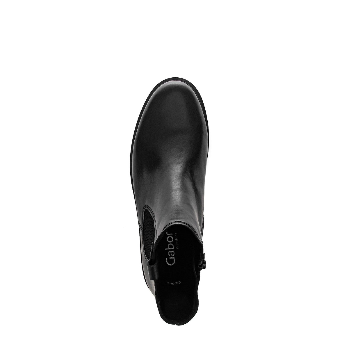 Bottines Chelsea en cuir lisse à talon décroché noir lisse, GABOR