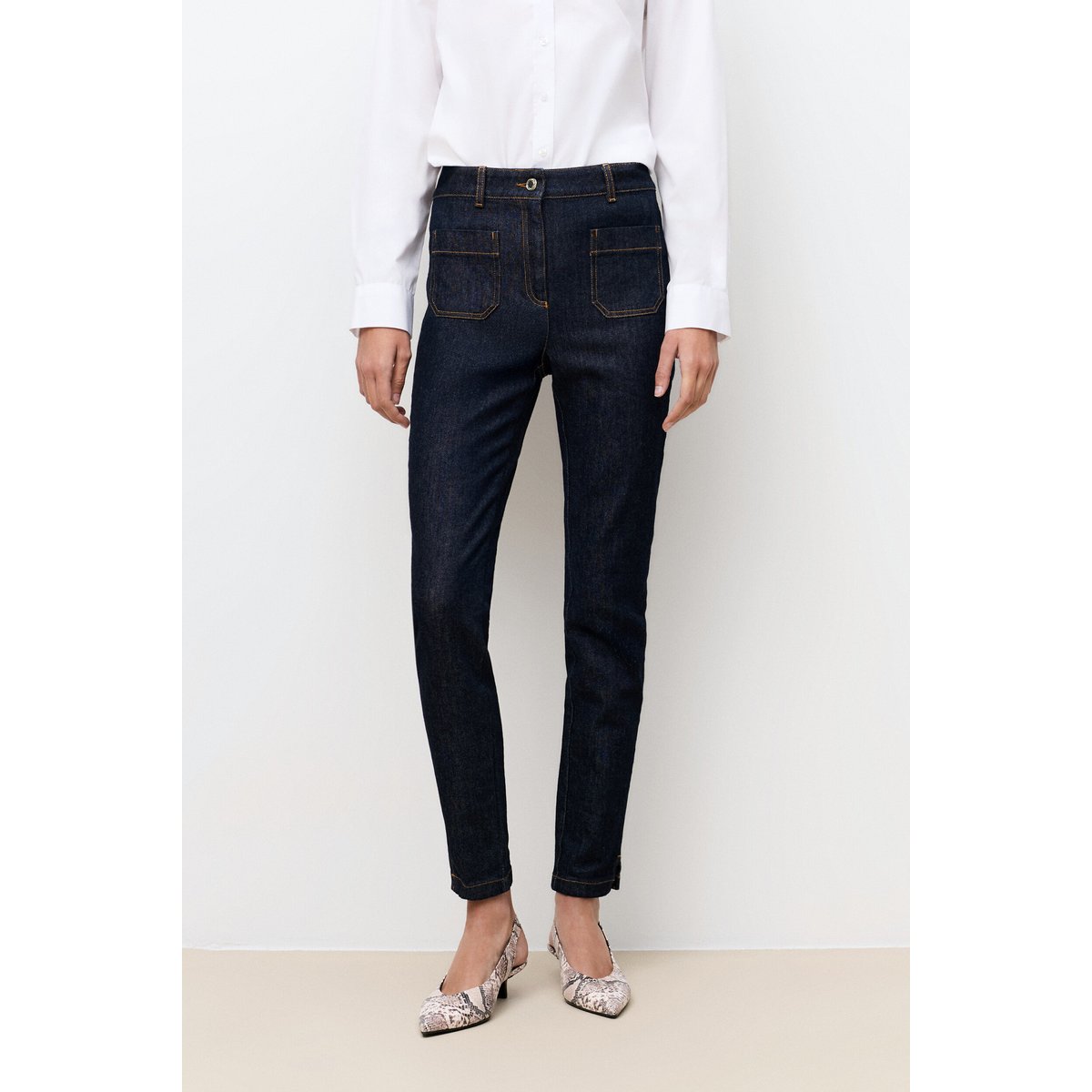 Pantalon slim élégant POMMYDENIM denim brut, CAROLL