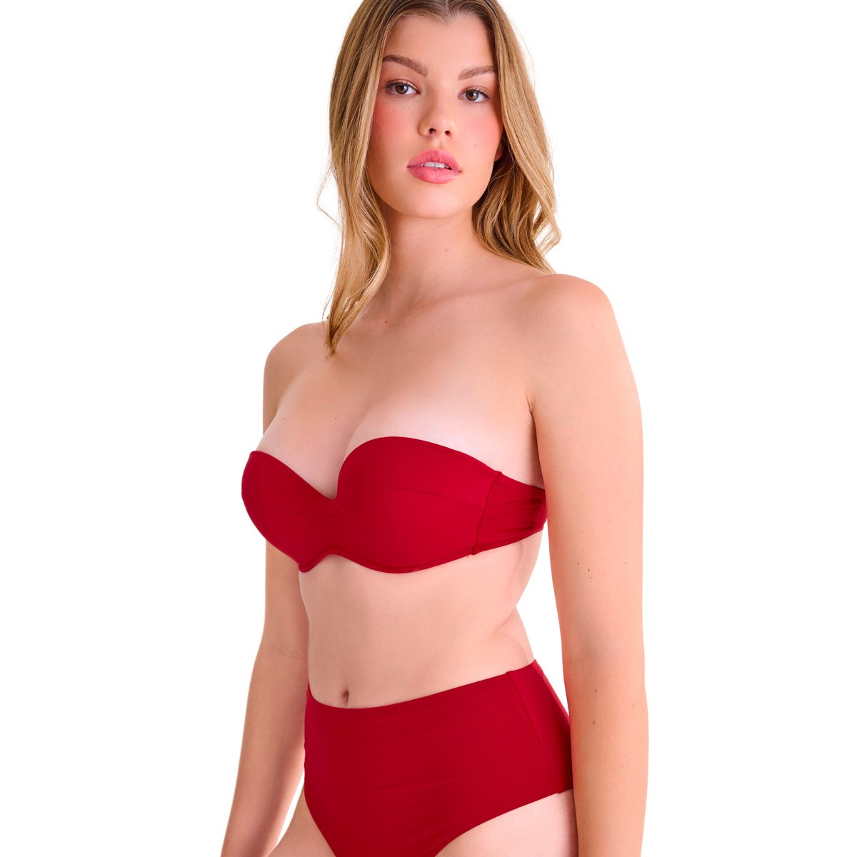 Haut maillot de bain bandeau préformé PORTOFINO rouge, LISCA