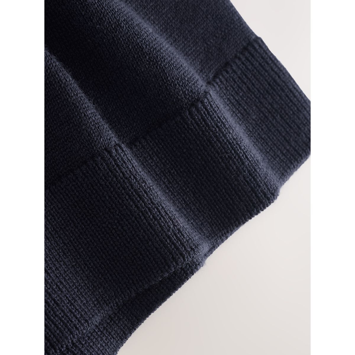 Pull en maille de mérinos à col zippé bleu marine, NEXT
