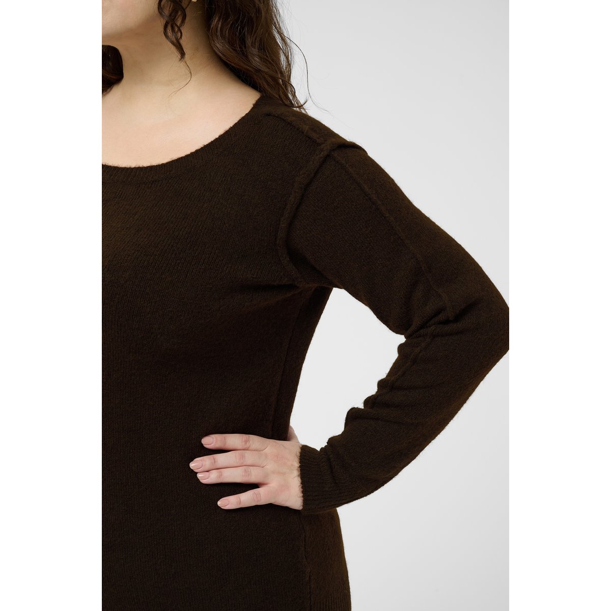 Pullover tricoté marron coffee bean, KAFFE CURVE