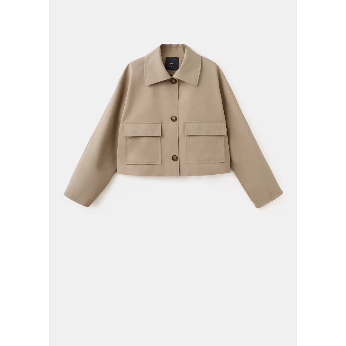 Veste en coton poches beige, MANGO