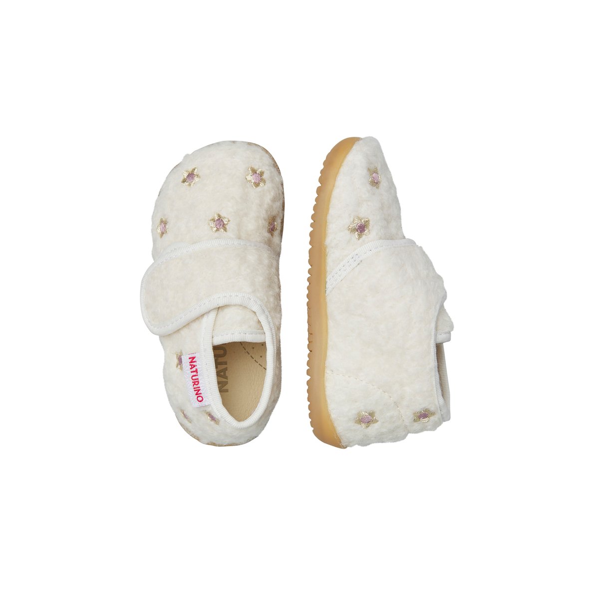 Pantoufles en laine SILVYS blanc crème-platine, NATURINO