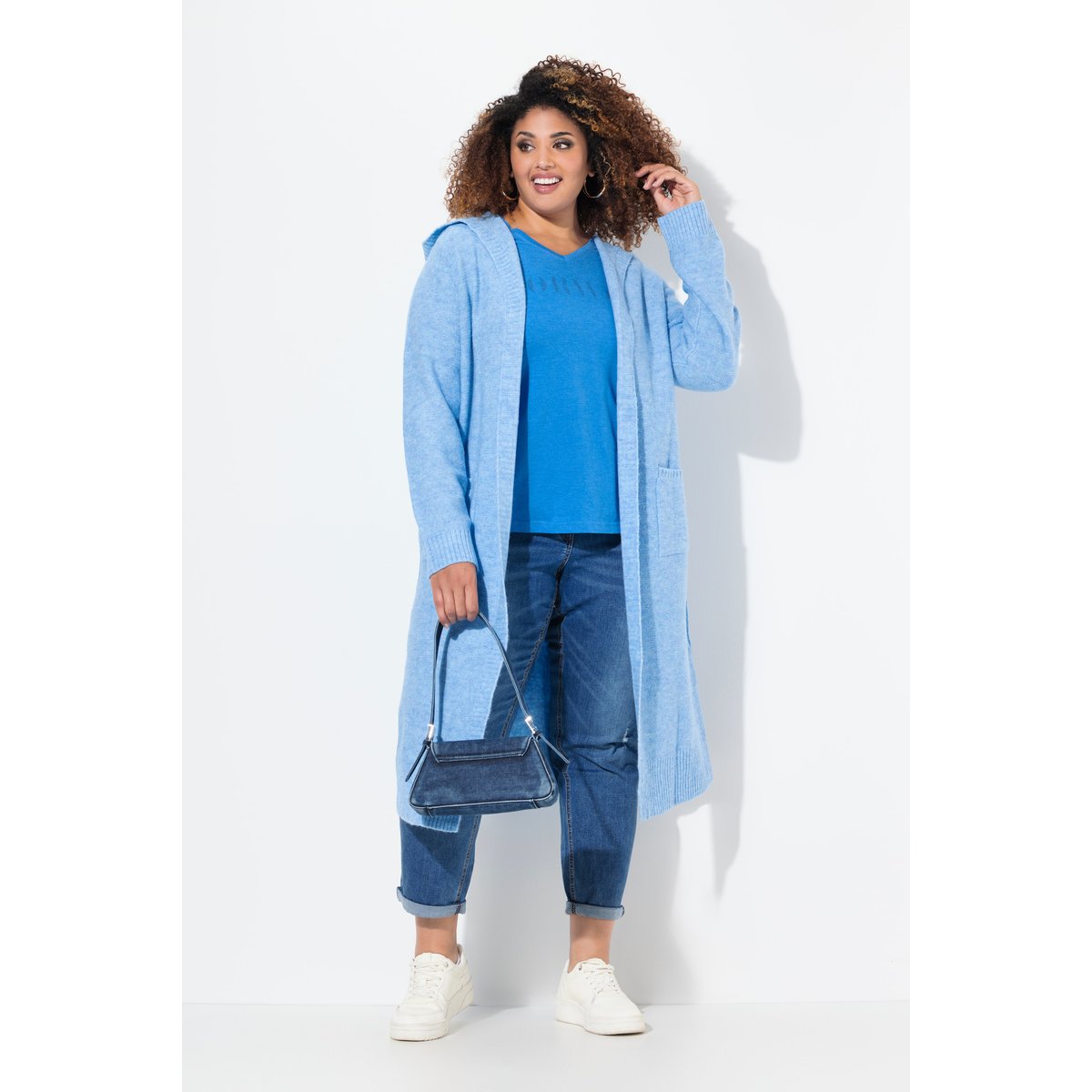 Cardigan long à capuche, coupe ouverte essence pastell, ULLA POPKEN