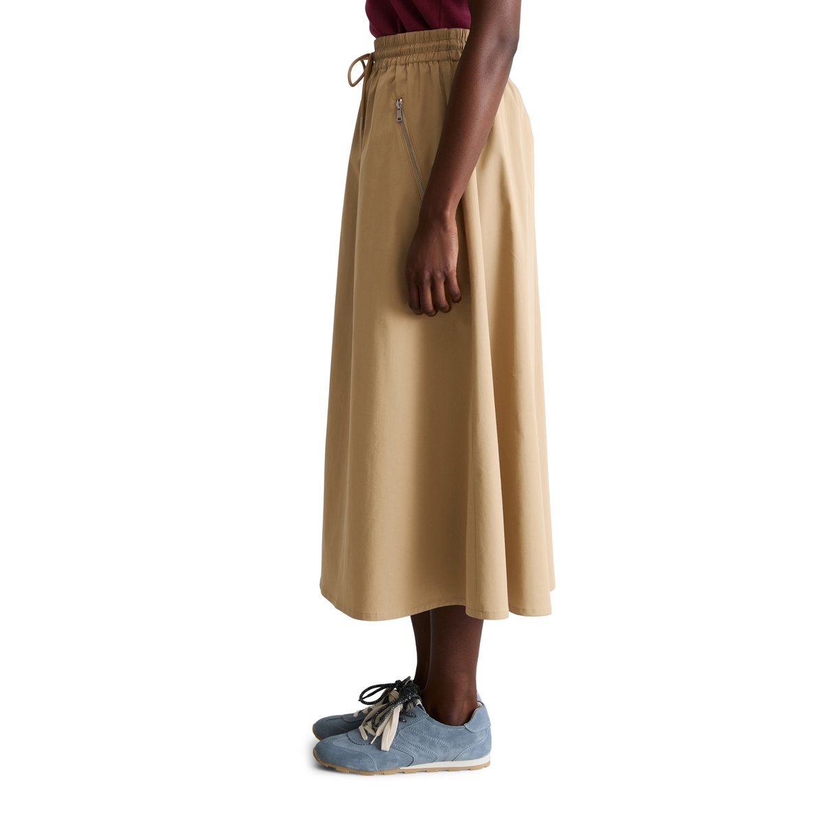 Jupe évasée en coton organique mélangé stretch beige, MARC O’POLO DENIM