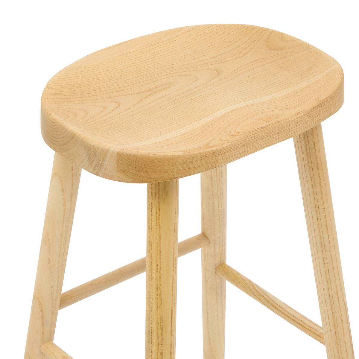 Tabouret de bar ovale en orme SENKA beige, ATMOSPHERA