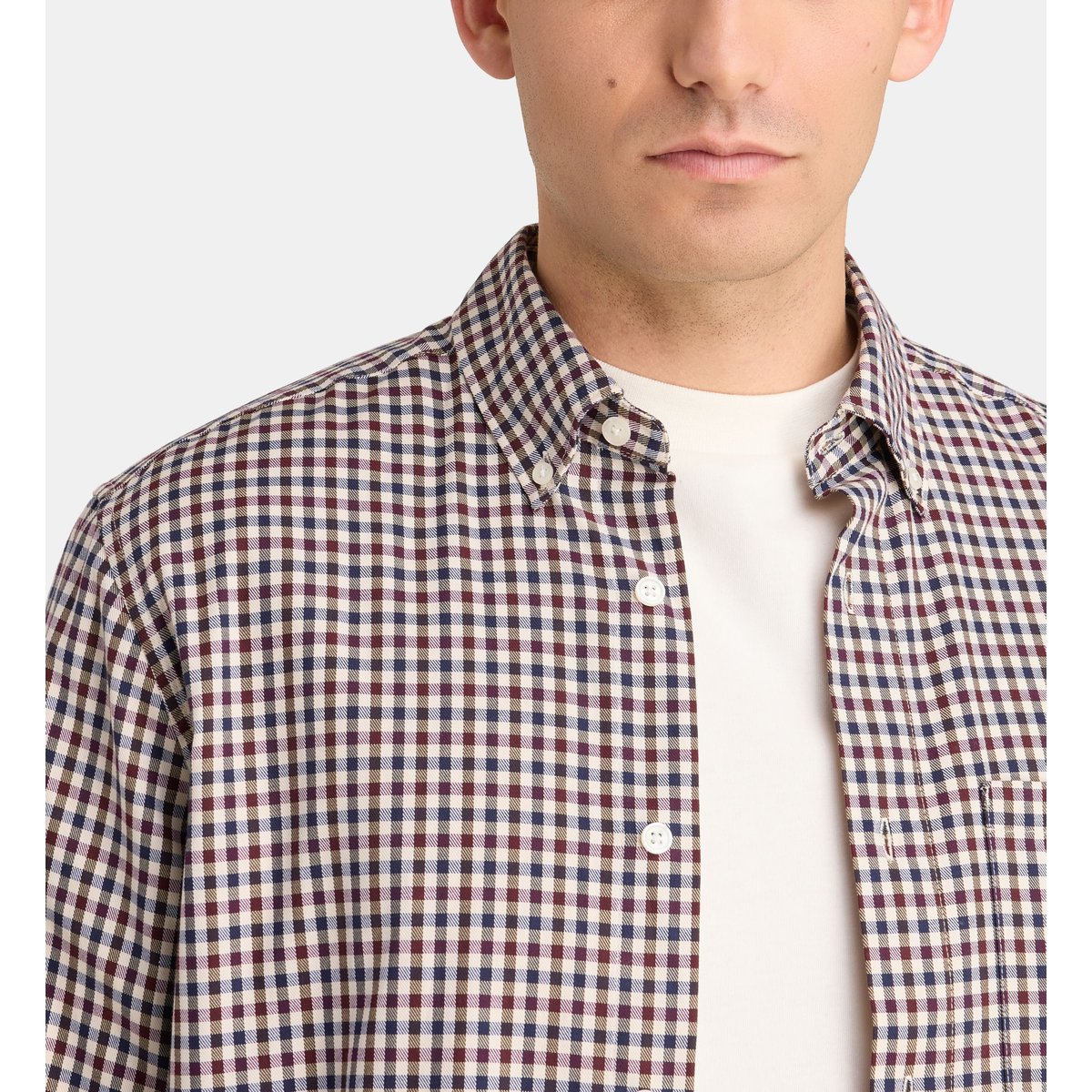 Chemise droite tillaro vichy coton bleu et rouge, GALERIES LAFAYETTE