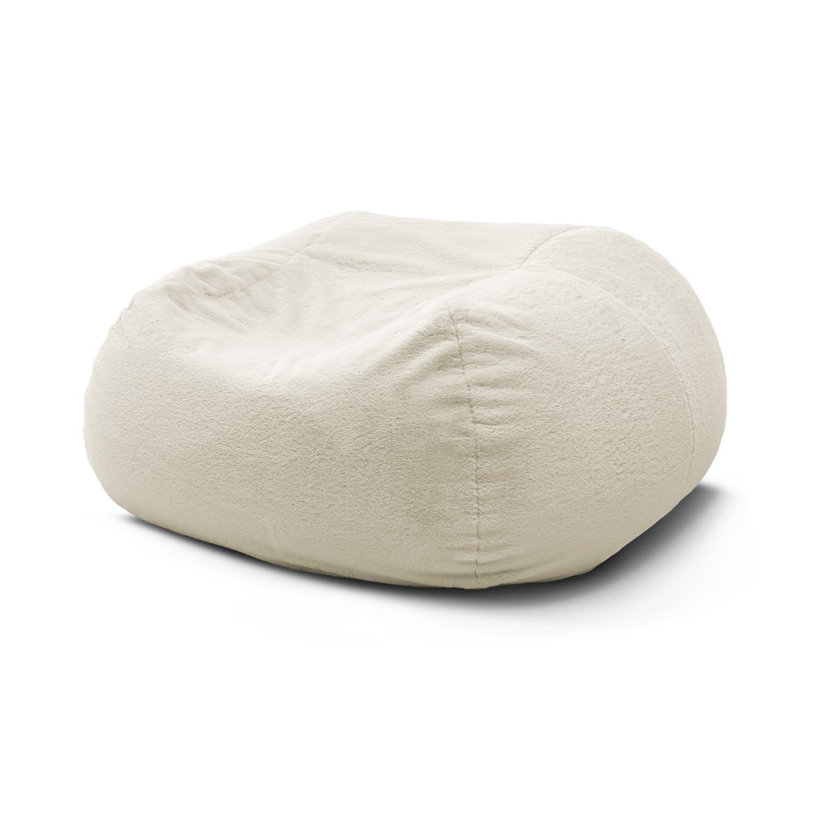 Pouf tissu imitation fourrure, VOLTAIRE blanc, BOBOCHIC