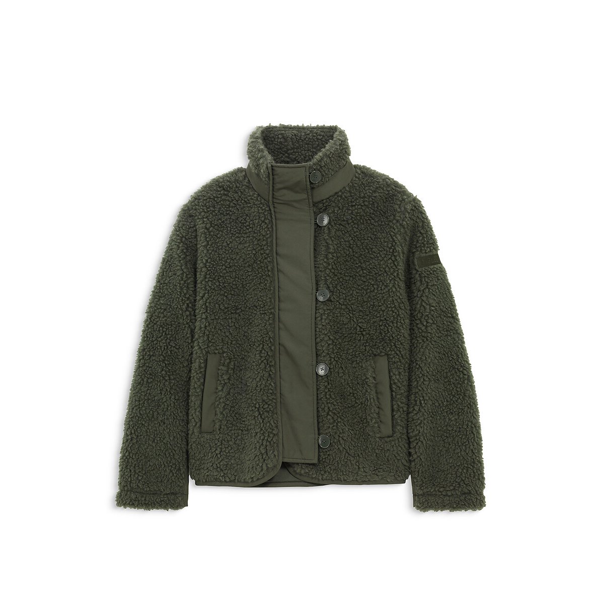 Geknöpfte Jacke aus Sherpa-Mischgewebe mit Details aus Canvas khaki, AIGLE