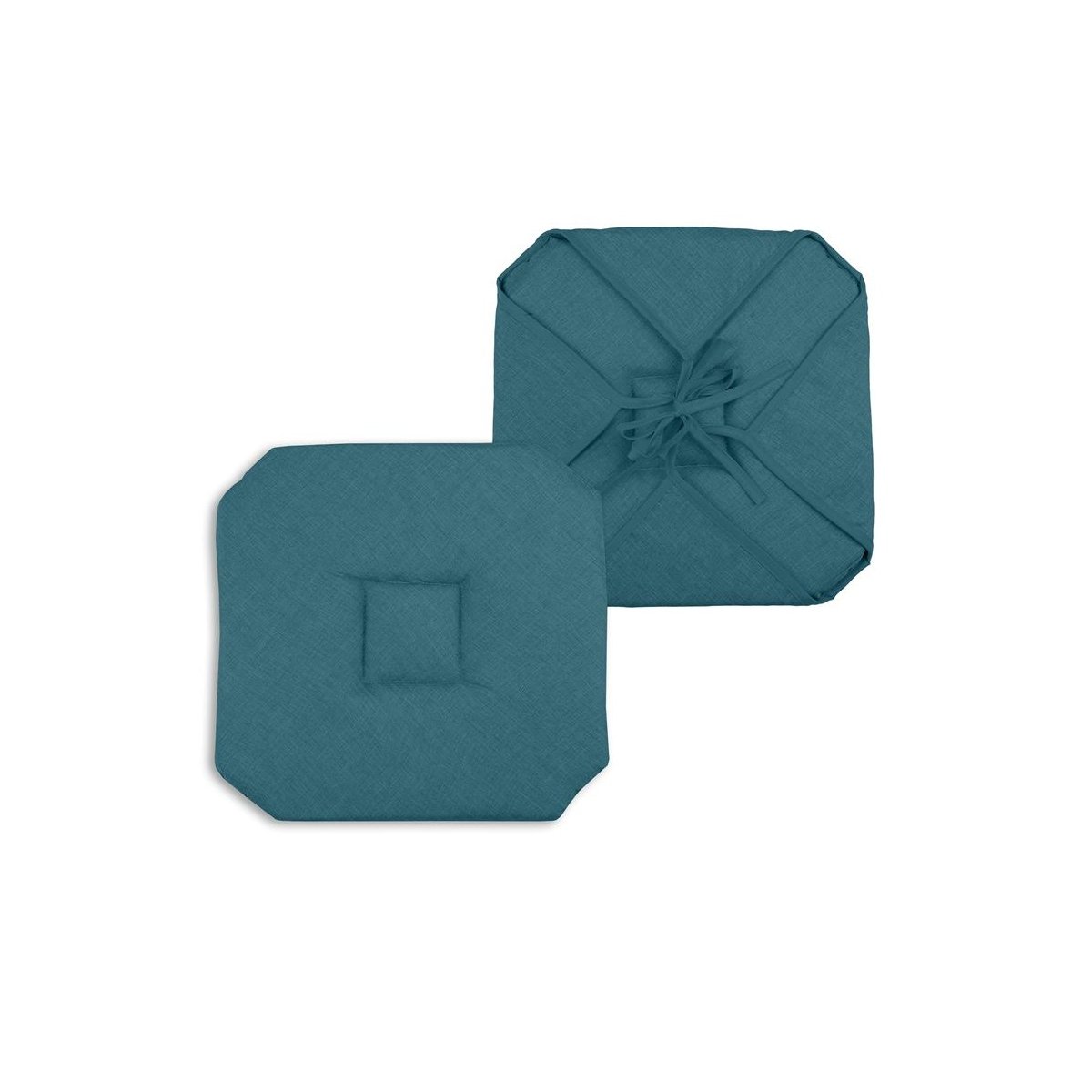 Galette de chaise 4 rabats chinée turquoise, EDEN