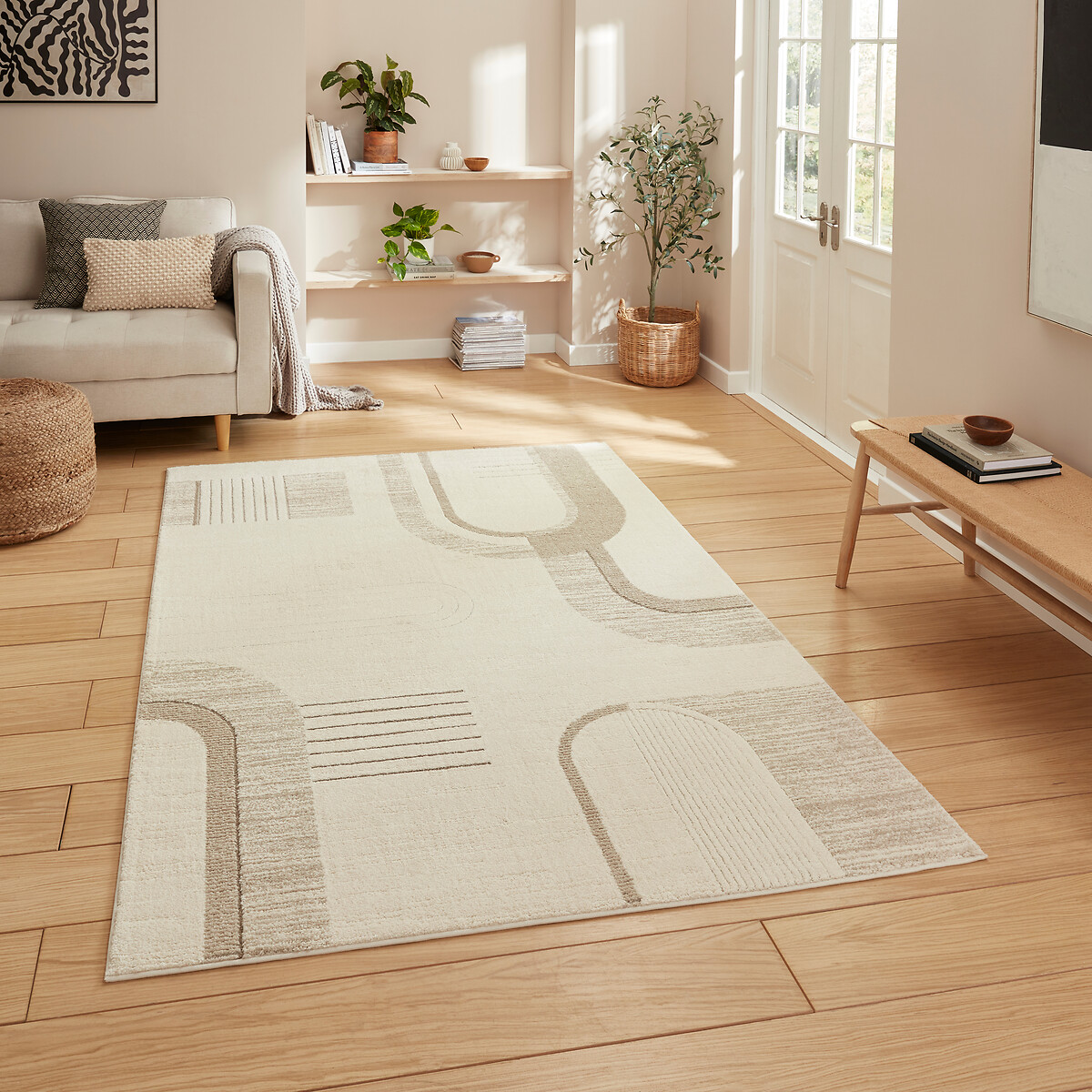 Modern Abstract Distressed Rug beige, SO'HOME