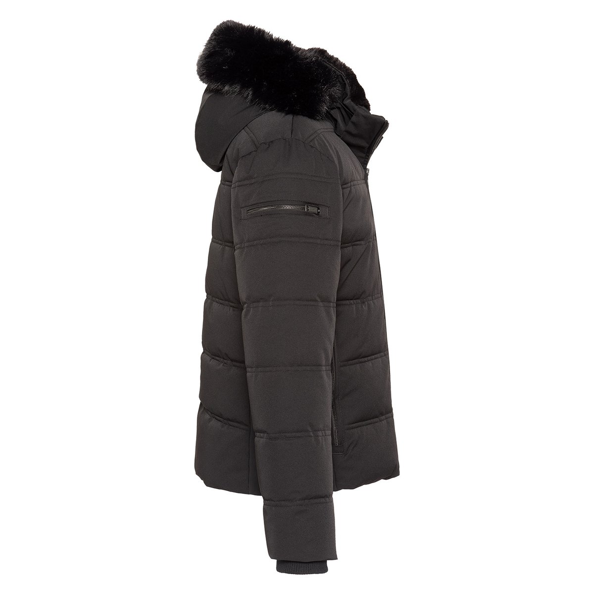 Parka à capuche et col en imitation fourrure noir, SCHOTT