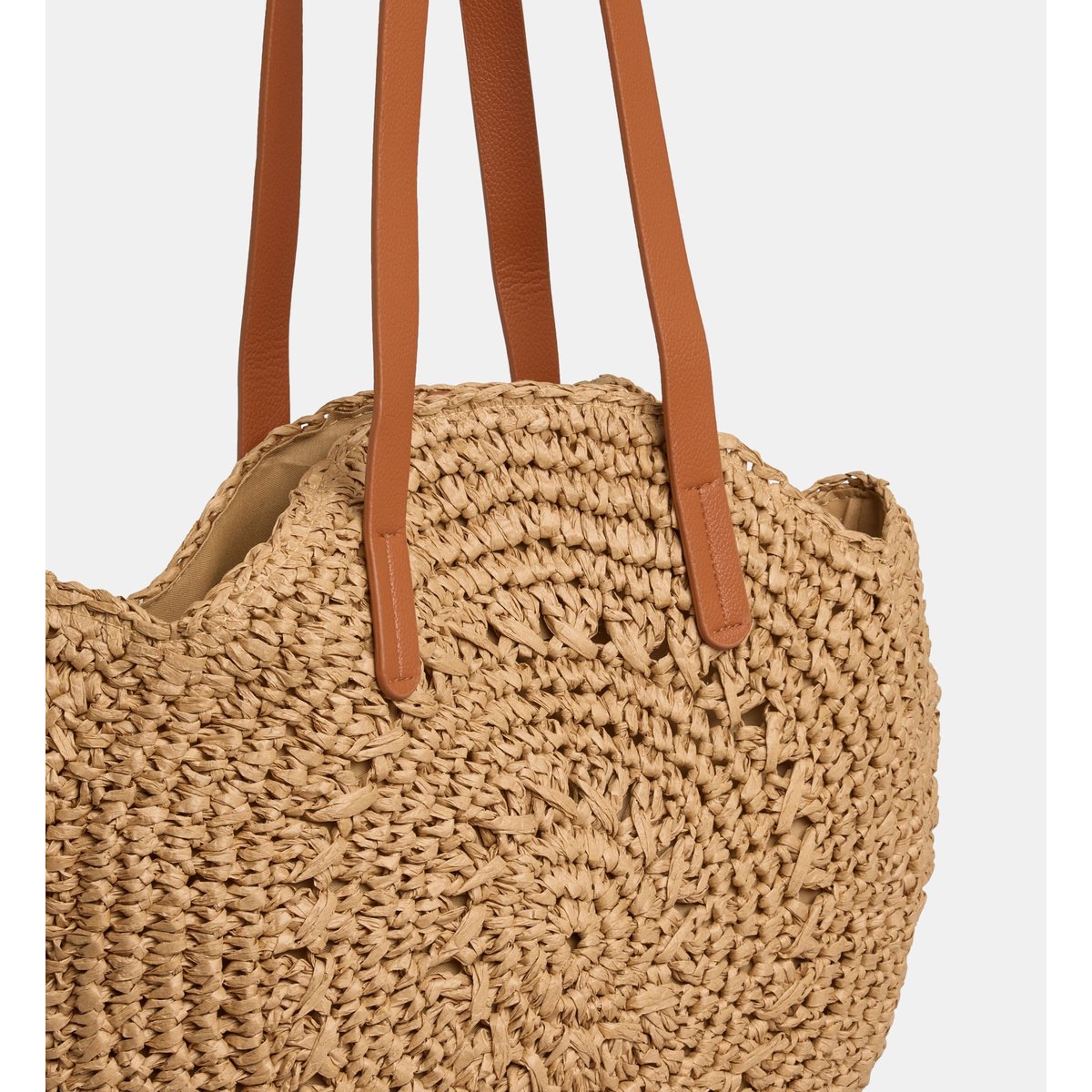 Sac à main rond lila paille beige naturel, GALERIES LAFAYETTE