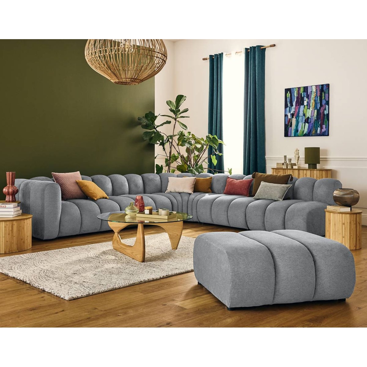Canapé d'Angle droit 5 places - DEBBIE gris, BEST MOBILIER