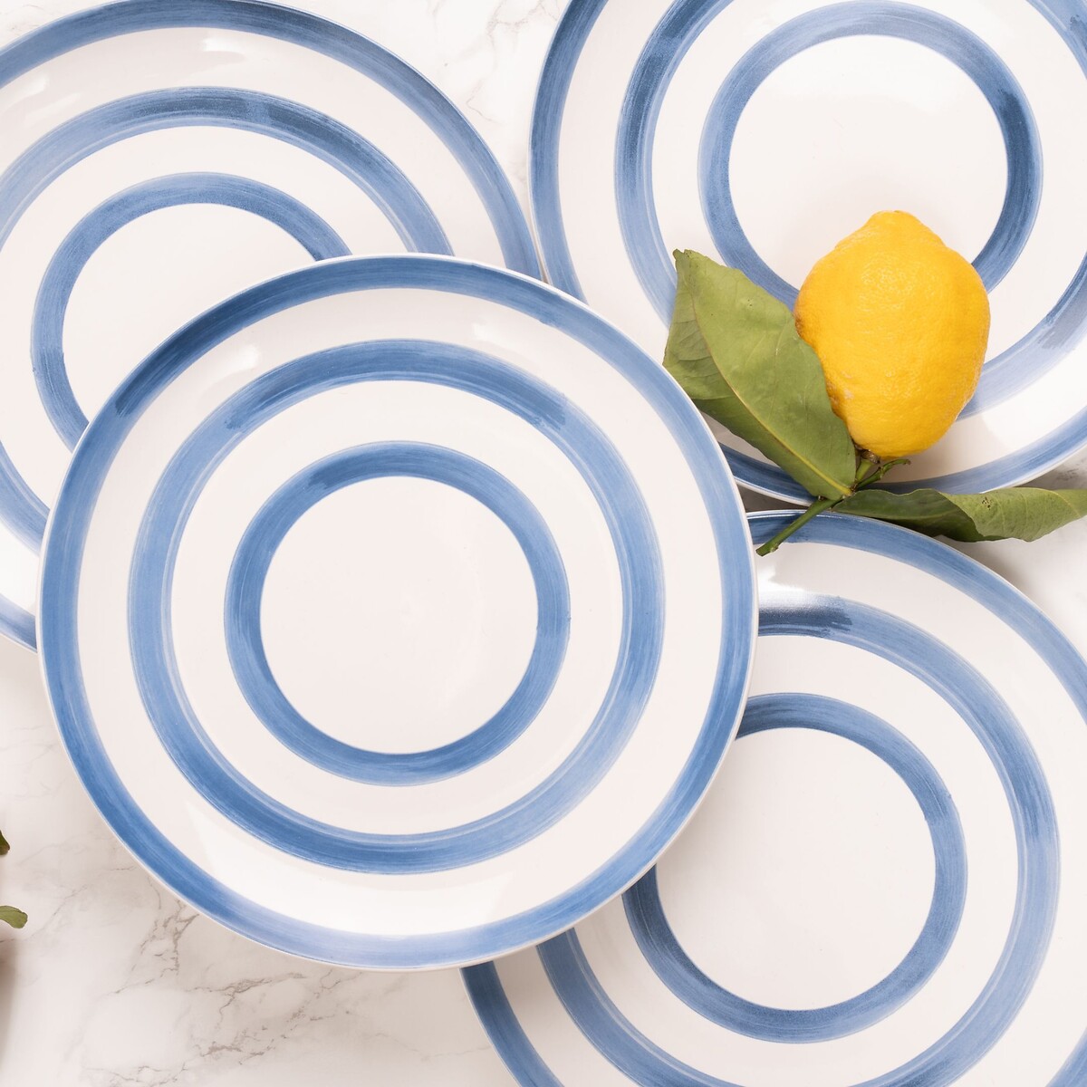 Set of 4 At Home Dinner Plates blue, MARY BERRY