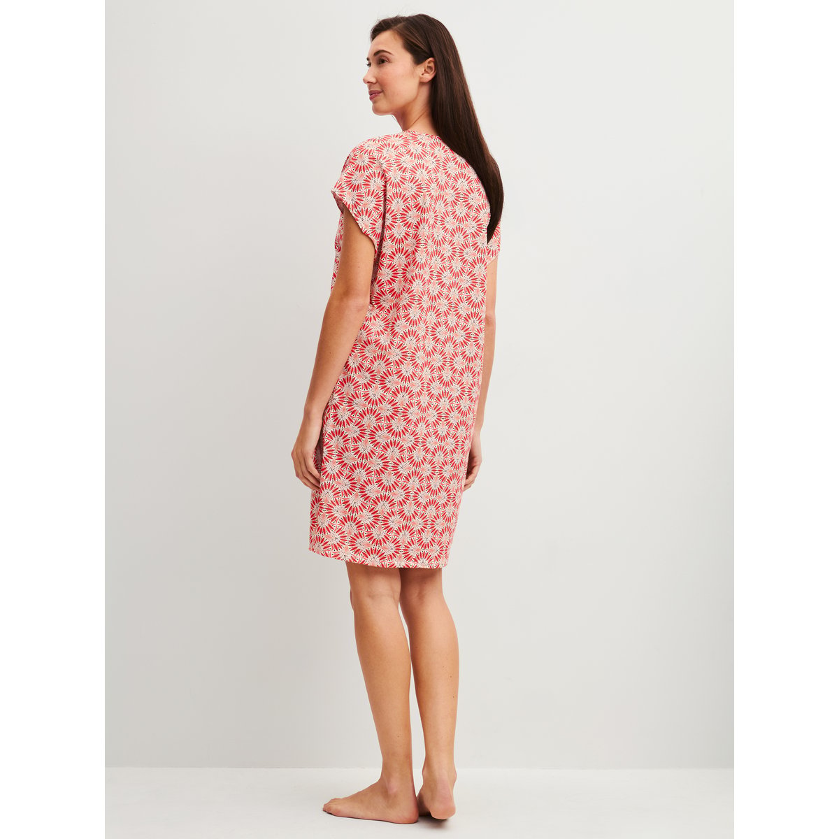 Chemise de nuit à manches courtes, longueur 95 cm manches courtes Coton COTTON SPECIAL rose of sharon, CALIDA