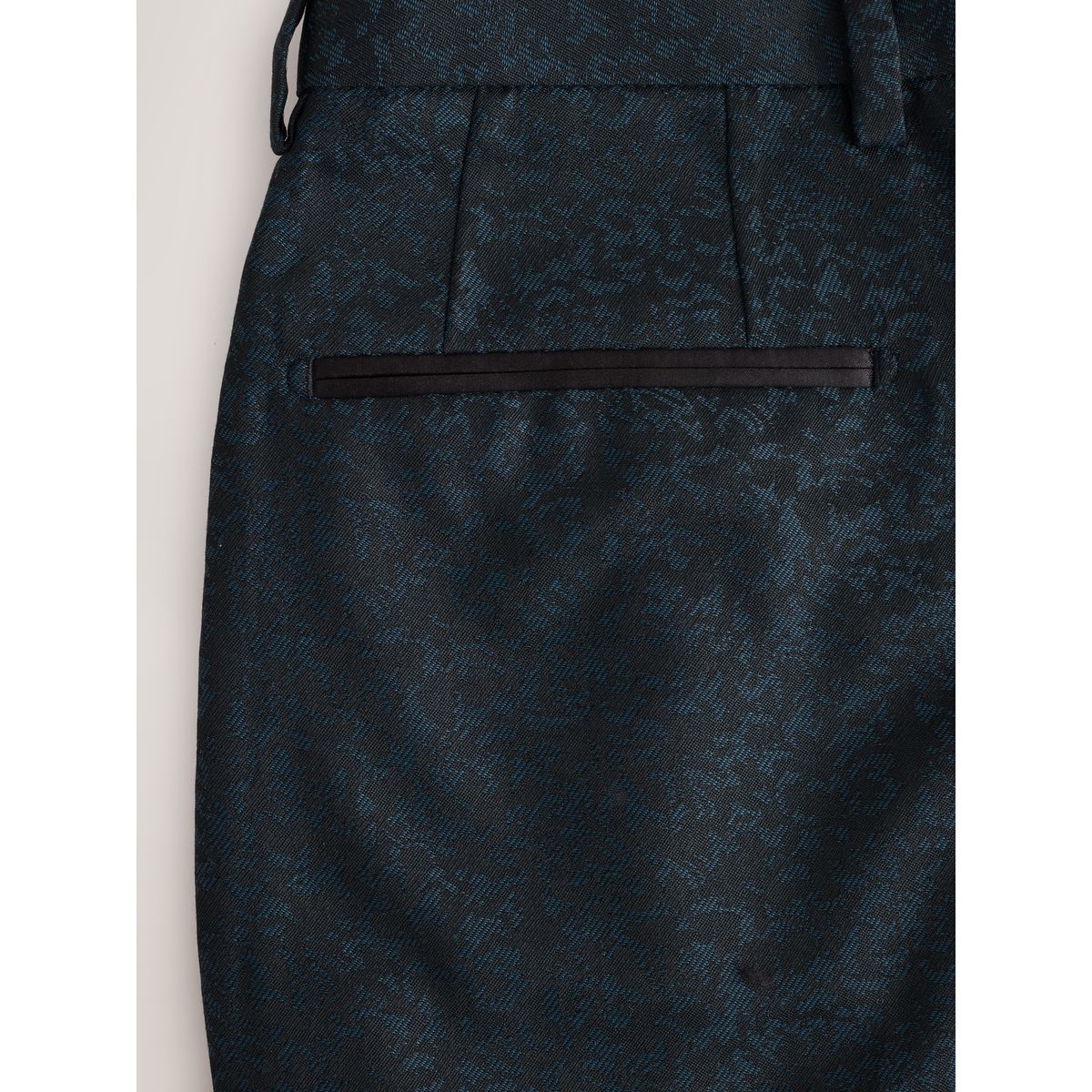 Pantalon de smoking slim à motif jacquard bleu marine, NEXT